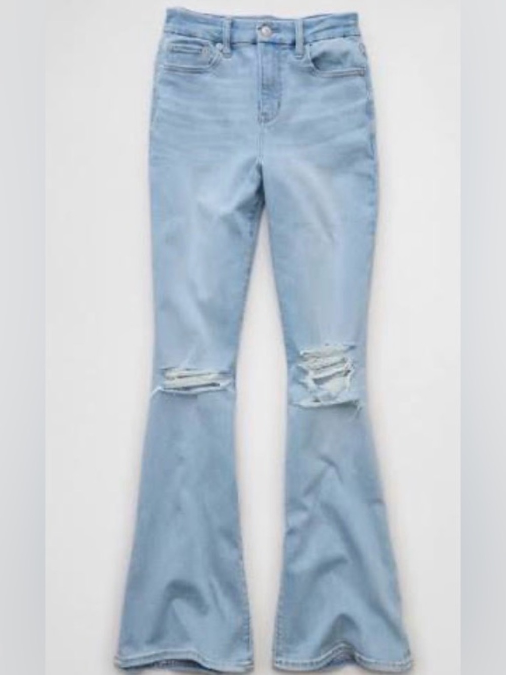 American Eagle Outfitters Light Blue Distressed Flare Jeans